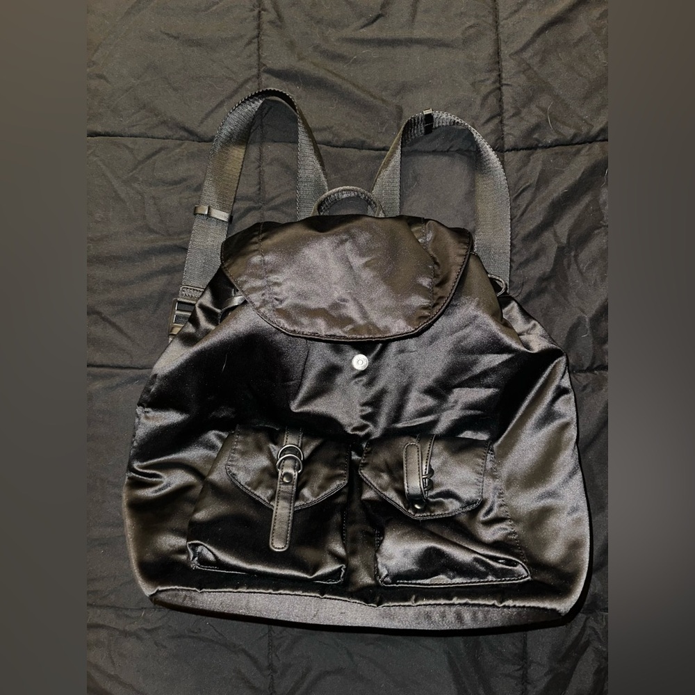 Black Zara Satin Backpack